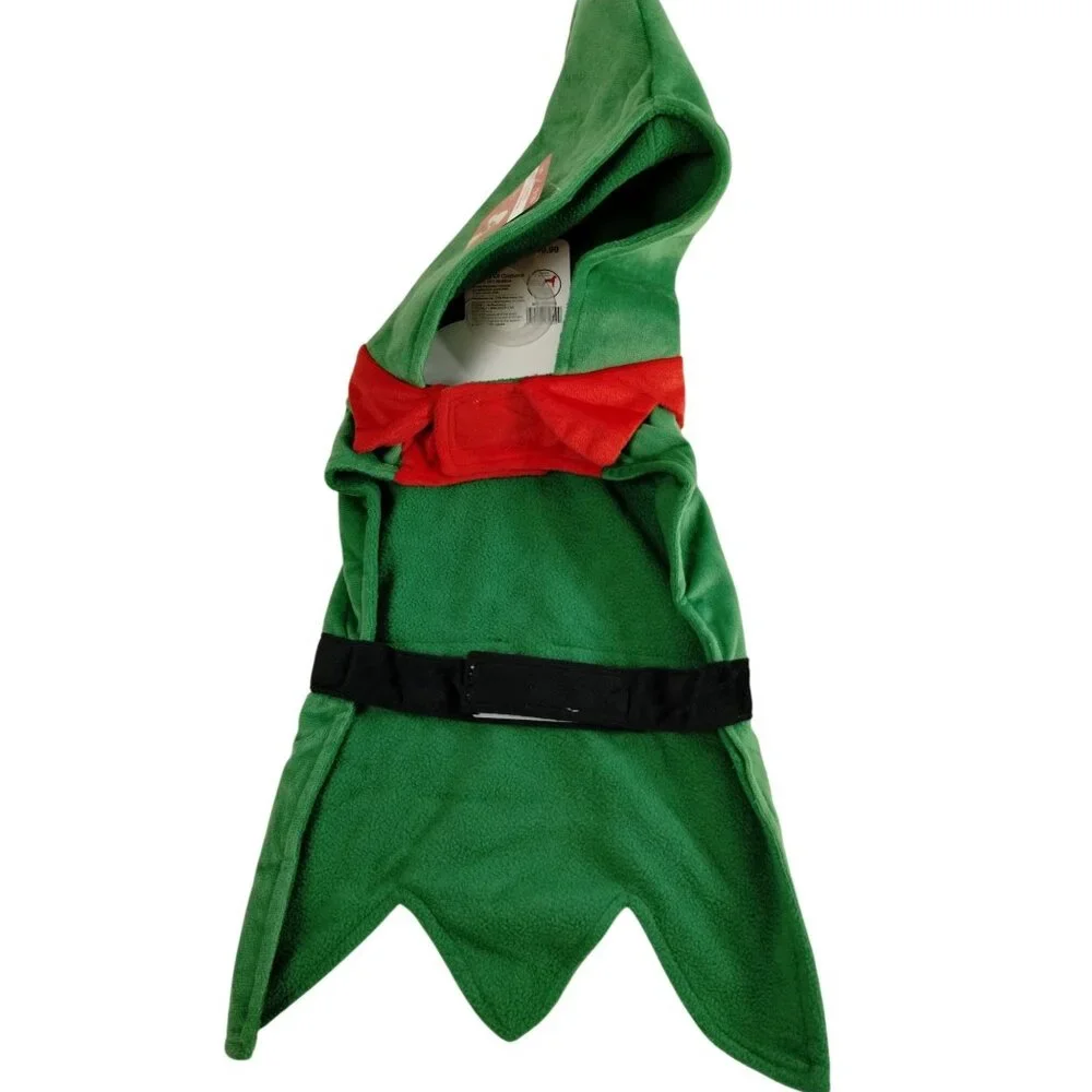 Pet Central Holiday Elf Dog Size L Green Red Costume